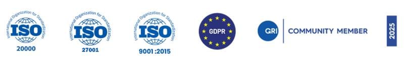 SAM Corporate ISO 9001:2015 and ISO 27001 Certification logos, guaranteeing trusted quality and security for our Financial Planning Software.