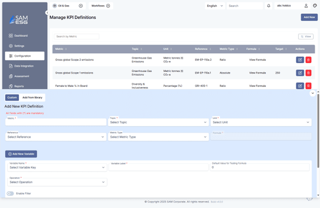 Target Setting and ESG KPI Monitoring