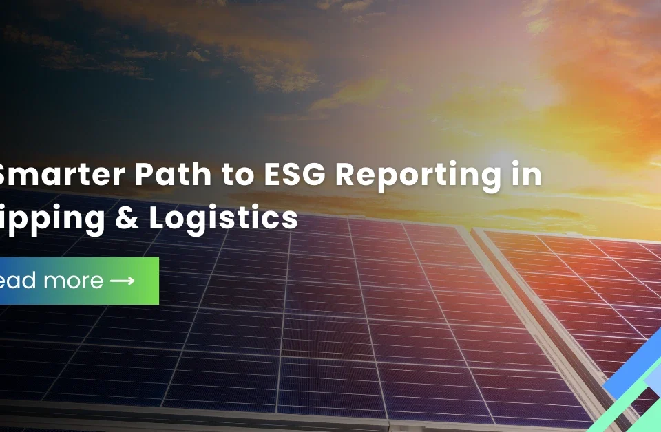 Solar panels under sunrise representing a smarter path to ESG reporting in the shipping and logistics sector