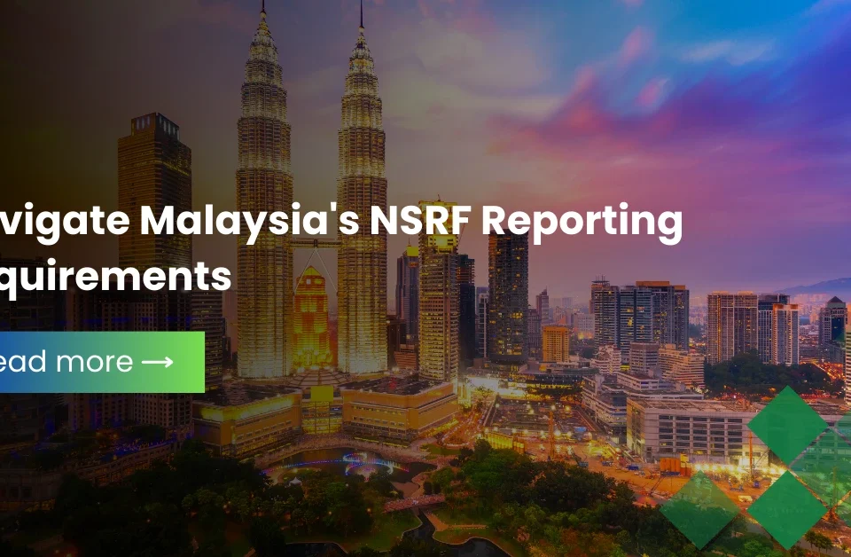 Panoramic evening view of the Kuala Lumpur skyline featuring the Petronas Twin Towers, used as a featured image for navigating Malaysia's NSRF sustainability reporting requirements.