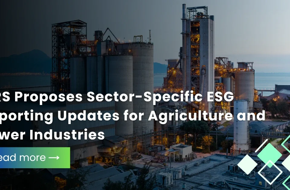 Industrial power plant at dusk for IFRS ESG reporting updates news.